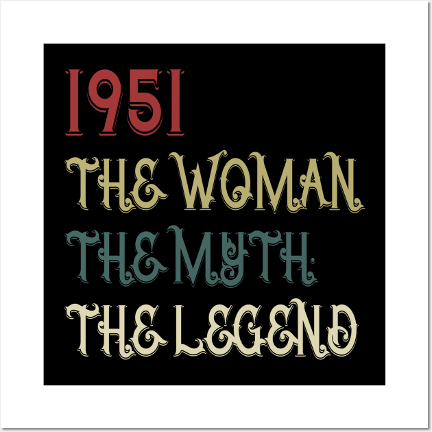 Vintage Retro 1951 Legend Gift 69th Birthday Womens Wall Art by Damsin